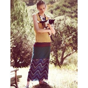 Anthropologie Weston Wear Mixed Print Bohemian Maxi Skirt Large